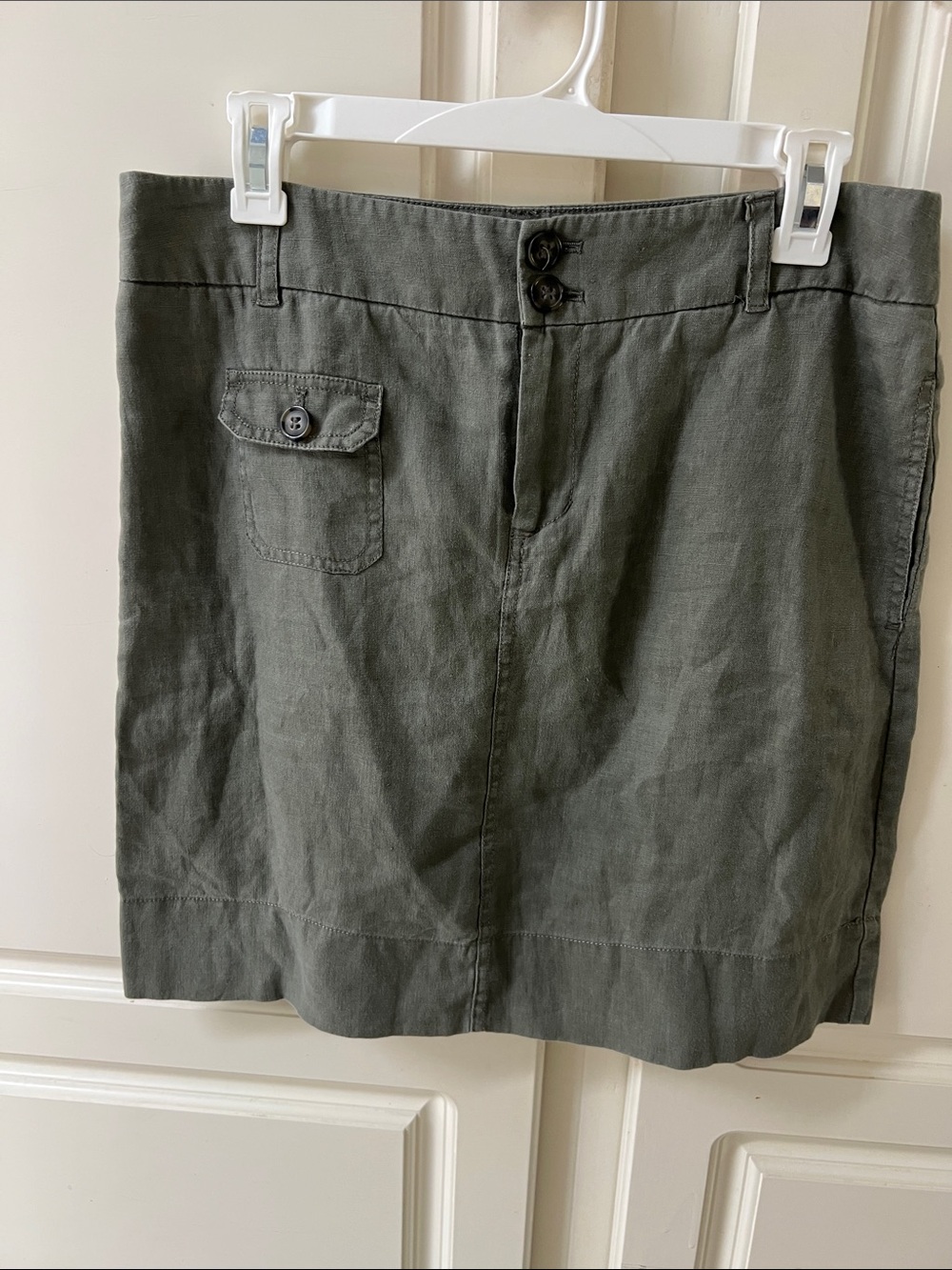Cynthia Rowley Olive Green Linen Mini Skirt